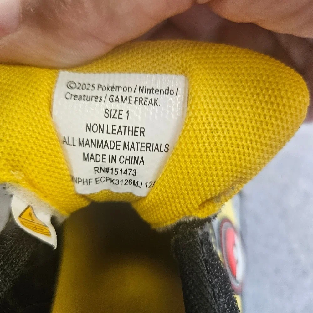 POKEMON PIKACHU KIDS | Shoes Sz 1 Black Yellow Gray Red Sneaker Light up Anime
